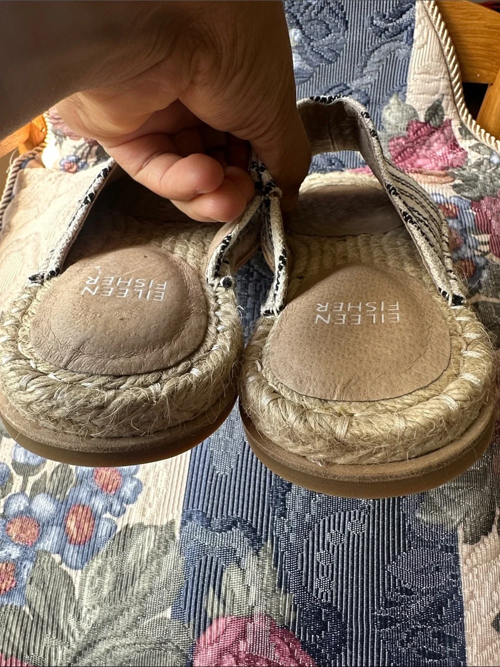 Eileen Fisher Milly Canvas Espadrille Sandals Sz 6.5